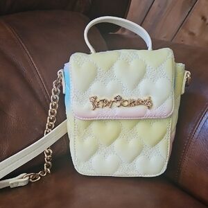 Beautiful Luv Betsey Pastel Quilted Ombre Heart Crossbody Gold Hardware